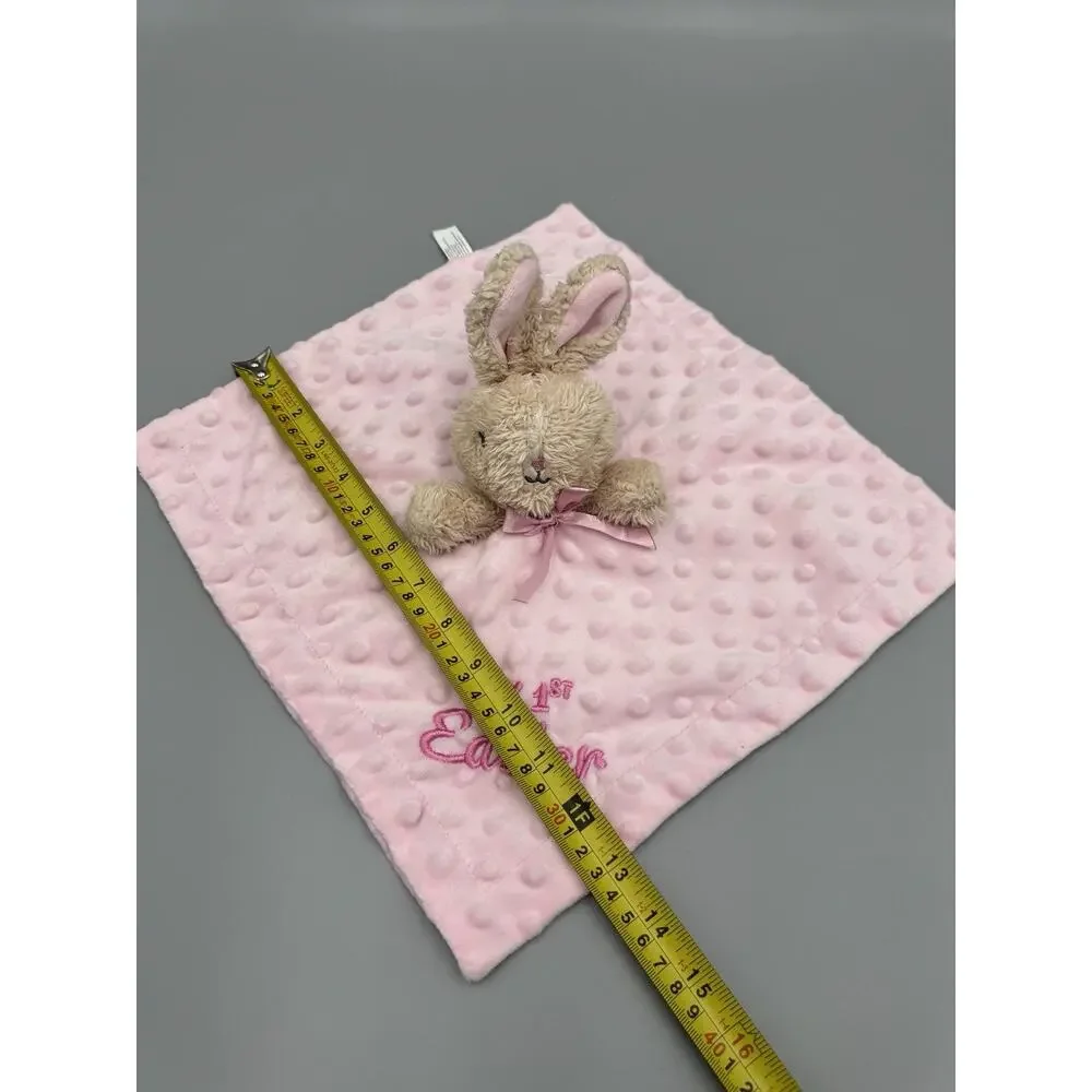 Walmart My 1st Easter Tan Bunny Pink Lovey Baby Security Blanket Minky Dots